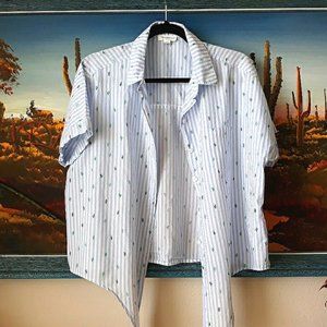 Beach Lunch Lounge Cactus and Stripes Button-up Short Sleeve Shirt